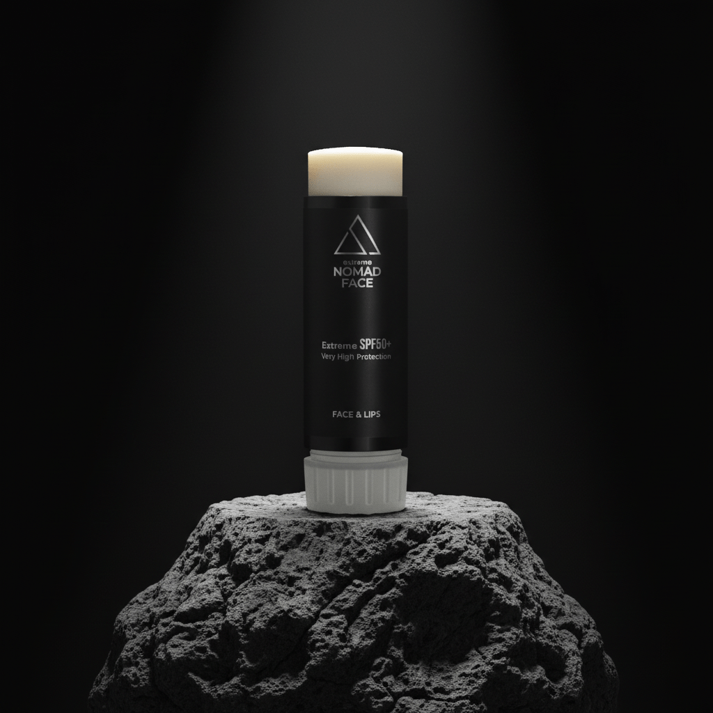 Nomad Face Capsule SPF50+ – recambio del protector solar sólido, sobre roca volcánica, diseño sostenible y resistente.