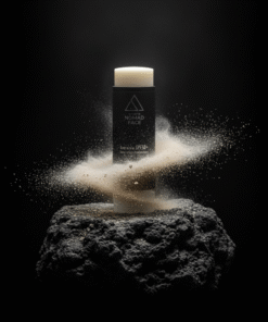 Nomad Face Capsule SPF50+ sobre roca negra, recambio compacto del Bunker, resistente a calor, viento y frío.