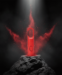 Nomad Face Red Mars – protector solar extremo SPF50+ en roca oscura, símbolo de fuerza y protección outdoor.