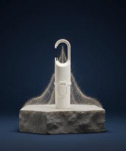 Nomad Face White Snow – cápsula de protector solar sostenible sobre piedra gris, ideal para uso outdoor.