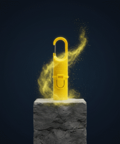 Protector solar Nomad Face Yellow Sunrise – cápsula outdoor sobre piedra gris, resistente al calor y a condiciones extremas.