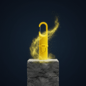Protector solar Nomad Face Yellow Sunrise – cápsula outdoor sobre piedra gris, resistente al calor y a condiciones extremas.
