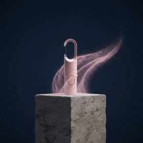 "Nomad Face Bunker Pink Quartz – protector solar recargable con fórmula mineral sin agua, resistente al sol y condiciones extremas."