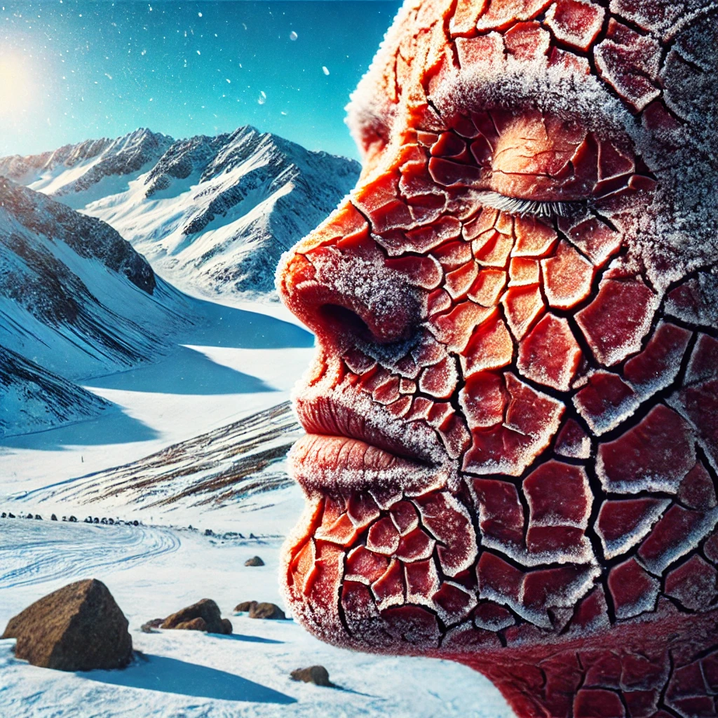 Así se puede estar viendo tu piel disfrutando del sol en un día de invierno la importancia de proteger la piel en la nieve, mostrando los efectos del frío, viento y sol en forma de sequedad, rojez e irritación es esencial.